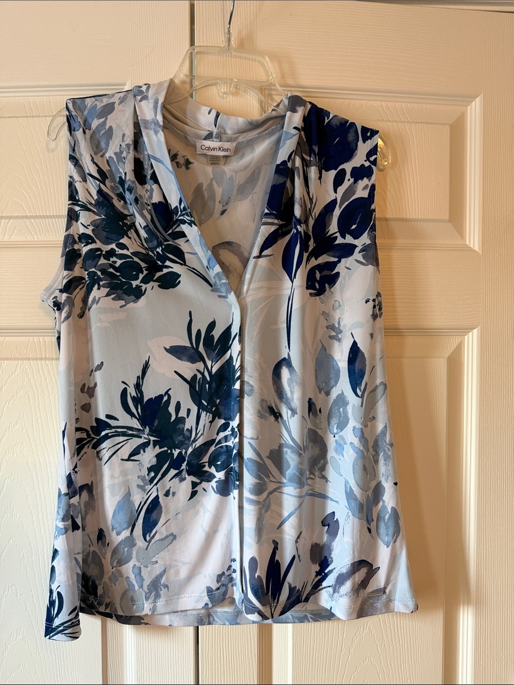 Calvin Klein Sleeveless Floral Top in Navy and Light Blue